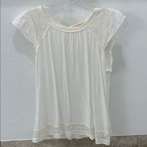 Linen and lace white top